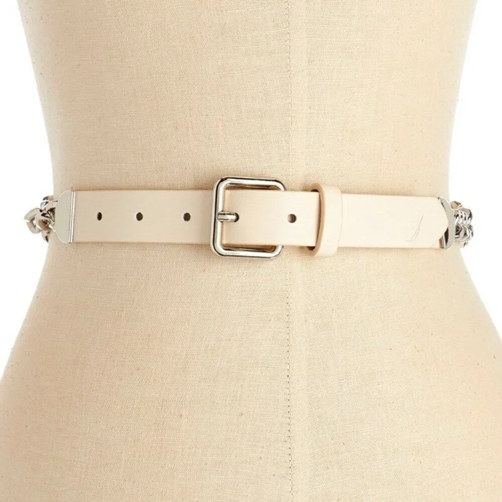 Nautica Women's Accessories Chain Accent Belt Camel Size Small New